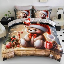 Коледен спален комплект чаршафи - Коледно мече, от 6 части с ластик Коледен спален комплект чаршафи - Коледно мече, от 6 части с ластик