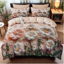 5D спален комплект чаршафи - Цвети, от 6 части с ластик 5D спален комплект чаршафи - Цвети, от 6 части с ластик