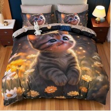 5D спален комплект чаршафи - Котенце, с ластик 5D спален комплект чаршафи - Котенце, с ластик
