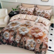 5D спален комплект чаршафи - Цвети, от 6 части с ластик 5D спален комплект чаршафи - Цвети, от 6 части с ластик