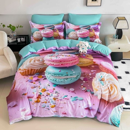 5D спален комплект чаршафи - Макарон, от 6 части с ластик 5D спален комплект чаршафи - Макарон, от 6 части с ластик