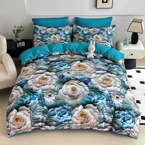 5D спален комплект чаршафи - Синева, от 6 части 5D спален комплект чаршафи - Синева, от 6 части