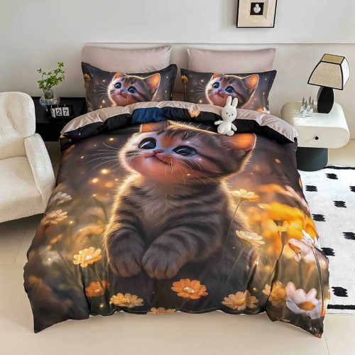 5D спален комплект чаршафи - Котенце, с ластик