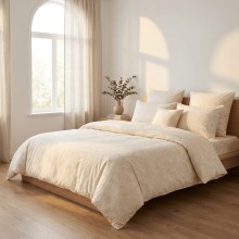 Спален комплект чаршафи с ластик от 6 части - Флори - Крем