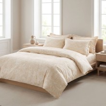 Спален комплект чаршафи с ластик от 6 части - Флори - Крем