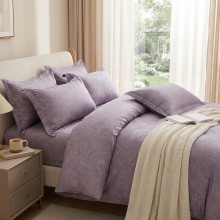 Спален комплект чаршафи, Флори - Лила