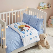 Бебешки спален комплект от 100% бамбук - Мави - Сладки сънища Бебешки спален комплект от 100% бамбук - Мави - Сладки сънища
