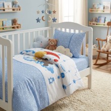 Бебешки спален комплект от 100% бамбук - Мави - Сладки сънища Бебешки спален комплект от 100% бамбук - Мави - Сладки сънища