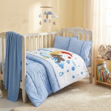 Бебешки спален комплект с одеяло от 100% бамбук, Мави - Сладки сънища Бебешки спален комплект с одеяло от 100% бамбук, Мави - Сладки сънища