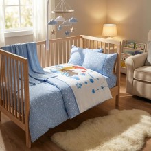 Бебешки спален комплект с одеяло от 100% бамбук, Мави - Сладки сънища Бебешки спален комплект с одеяло от 100% бамбук, Мави - Сладки сънища