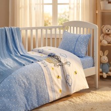 Бебешки спален комплект с одеяло от 100% бамбук, Мави - Кити