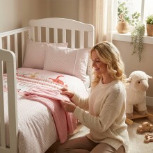 Бебешки спален комплект с одеяло от 100% бамбук, Джени - Пудра Бебешки спален комплект с одеяло от 100% бамбук, Джени - Пудра