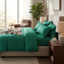 Спален комплект чаршафи, от 6 части с ластик, Дамаска - Зелен