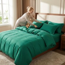 Спален комплект чаршафи, от 6 части с ластик, Дамаска - Зелен