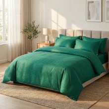 Спален комплект чаршафи, от 6 части с ластик, Дамаска - Зелен