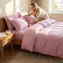 Спален комплект чаршафи, от 6 части с ластик, Дамаска - Пепел от рози