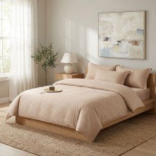 Спален комплект чаршафи, от 6 части с ластик, Дамаска - Беж Спален комплект чаршафи, от 6 части с ластик, Дамаска - Беж