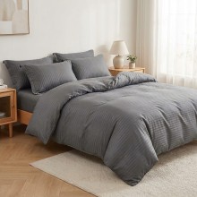 Спален комплект чаршафи от 6 части с ластик - Дамаска - Графит