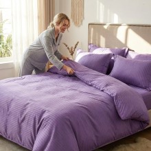 Спален комплект чаршафи, от 6 части с ластик, Дамаска - Лила Спален комплект чаршафи, от 6 части с ластик, Дамаска - Лила