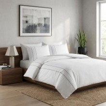 Луксозен спален комплект от делукс сатен, Алфа - Бял Луксозен спален комплект от делукс сатен, Алфа - Бял