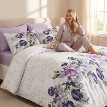 Луксозен спален комплект от ранфорс, Риела - Лила Луксозен спален комплект от ранфорс, Риела - Лила