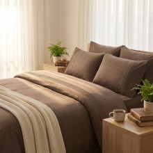 Луксозен спален комплект от делукс ранфорс, Гала - Кафяв