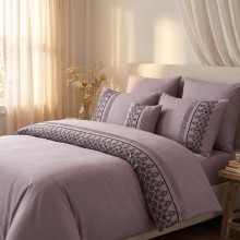 Луксозен спален комплект от ВИП памучен сатен, Мона - Лила