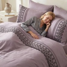 Луксозен спален комплект от ВИП памучен сатен, Мона - Лила