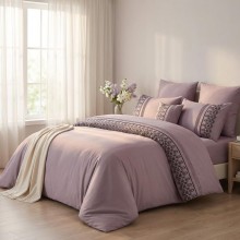 Луксозен спален комплект от ВИП памучен сатен, Мона - Лила