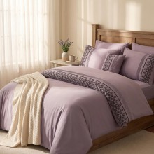 Луксозен спален комплект от ВИП памучен сатен, Мона - Лила