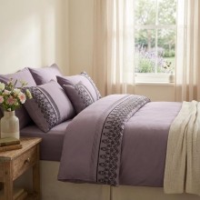 Луксозен спален комплект от ВИП памучен сатен, Мона - Лила