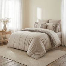 Луксозен спален комплект от ВИП памучен сатен, Мона - Беж