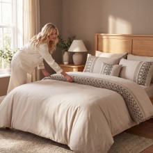 Луксозен спален комплект от ВИП памучен сатен, Мона - Беж