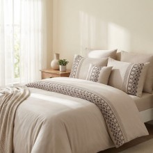 Луксозен спален комплект от ВИП памучен сатен, Мона - Беж