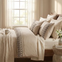 Луксозен спален комплект от ВИП памучен сатен, Мона - Беж