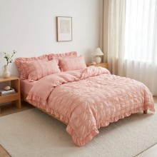 Спален комплект чаршафи с драперия от 6 части Кари - Розов Спален комплект чаршафи с драперия от 6 части Кари - Розов