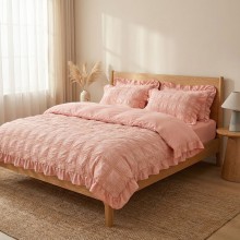 Спален комплект чаршафи с драперия от 6 части Кари - Розов Спален комплект чаршафи с драперия от 6 части Кари - Розов