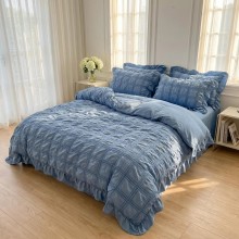 Спален комплект чаршафи с драперия, от 6 части Кари - Син Спален комплект чаршафи с драперия, от 6 части Кари - Син