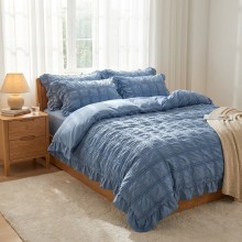 Спален комплект чаршафи с драперия, от 6 части Кари - Син Спален комплект чаршафи с драперия, от 6 части Кари - Син