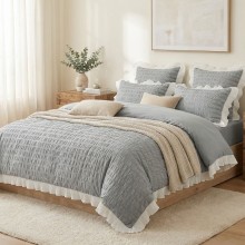 Спален комплект чаршафи с драперия, от 6 части Жаклин - Сив Спален комплект чаршафи с драперия, от 6 части Жаклин - Сив