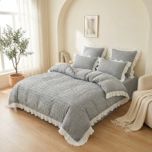 Спален комплект чаршафи с драперия, от 6 части Жаклин - Сив Спален комплект чаршафи с драперия, от 6 части Жаклин - Сив