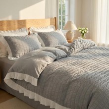 Спален комплект чаршафи с драперия, от 6 части Жаклин - Сив Спален комплект чаршафи с драперия, от 6 части Жаклин - Сив