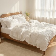 Спален комплект чаршафи с драперия, от 6 части Кари - Бял