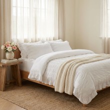 Спален комплект чаршафи с драперия, от 6 части Кари - Бял