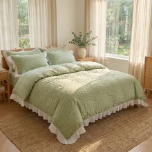 Спален комплект чаршафи с драперия, от 6 части Жаклин - Чай