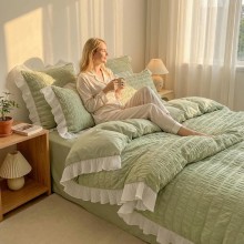 Спален комплект чаршафи с драперия, от 6 части Жаклин - Чай