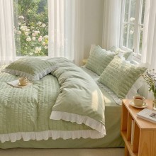 Спален комплект чаршафи с драперия, от 6 части Жаклин - Чай