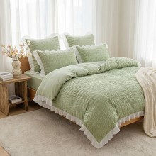 Спален комплект чаршафи с драперия, от 6 части Жаклин - Чай