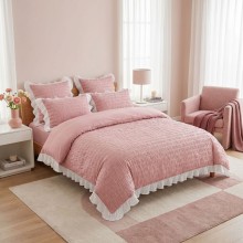 Спален комплект чаршафи с драперия от 6 части Жаклин - Пепел от рози Спален комплект чаршафи с драперия от 6 части Жаклин - Пепел от рози