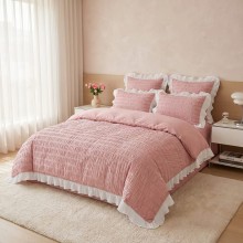 Спален комплект чаршафи с драперия от 6 части Жаклин - Пепел от рози Спален комплект чаршафи с драперия от 6 части Жаклин - Пепел от рози